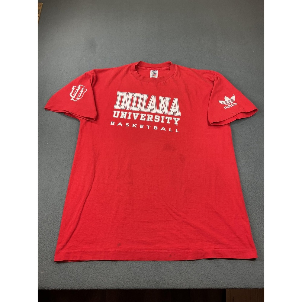 Adidas Indiana University Shirt Mens L Red Basketball Trefoil Distressed USA 90s